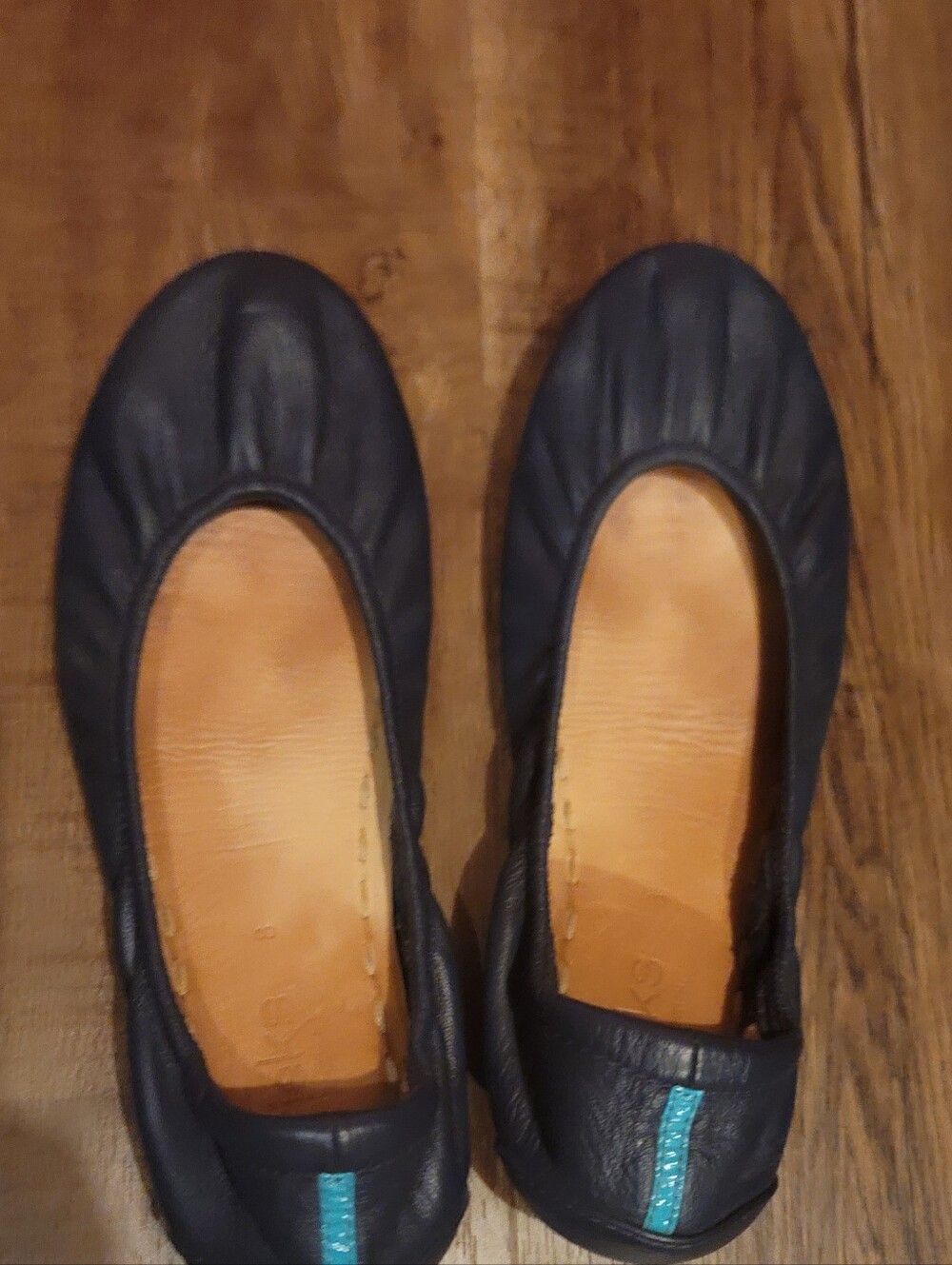 Classic Navy Women's Leather TIEKS Ballet Flats